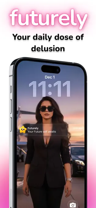 Futurely app preview showing personal AI visions